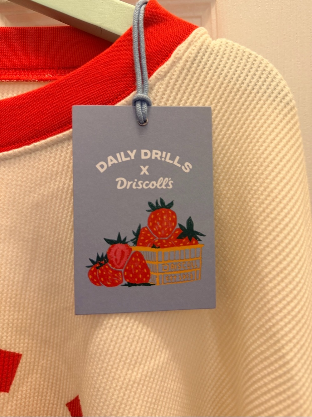 Daily Drills x Driscolls Cream Long Sleeve Tee with Red Trim and Logo - Picture 2 of 6